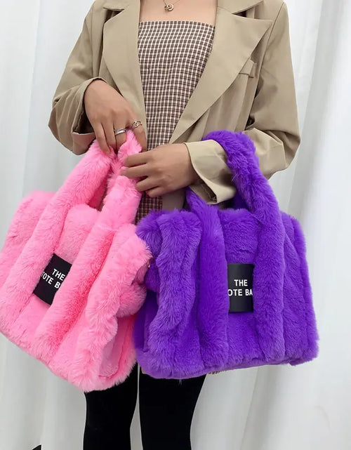 Load image into Gallery viewer, Designer Faux Fur Tote Bag
